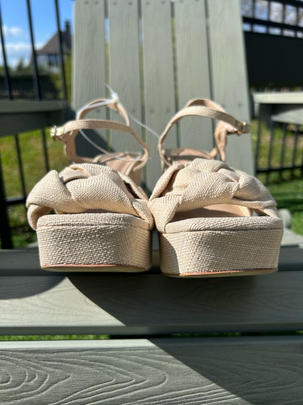 Antonio Melani Linen Knot Knotted Platform Ankle Strap Sandals Shoes Women’s 9.5 - Picture 5 of 13
